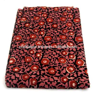 Floral print fabric hand block printed cotton wholesale jaipuri material textile